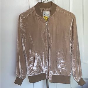 Rose gold velvet bomber